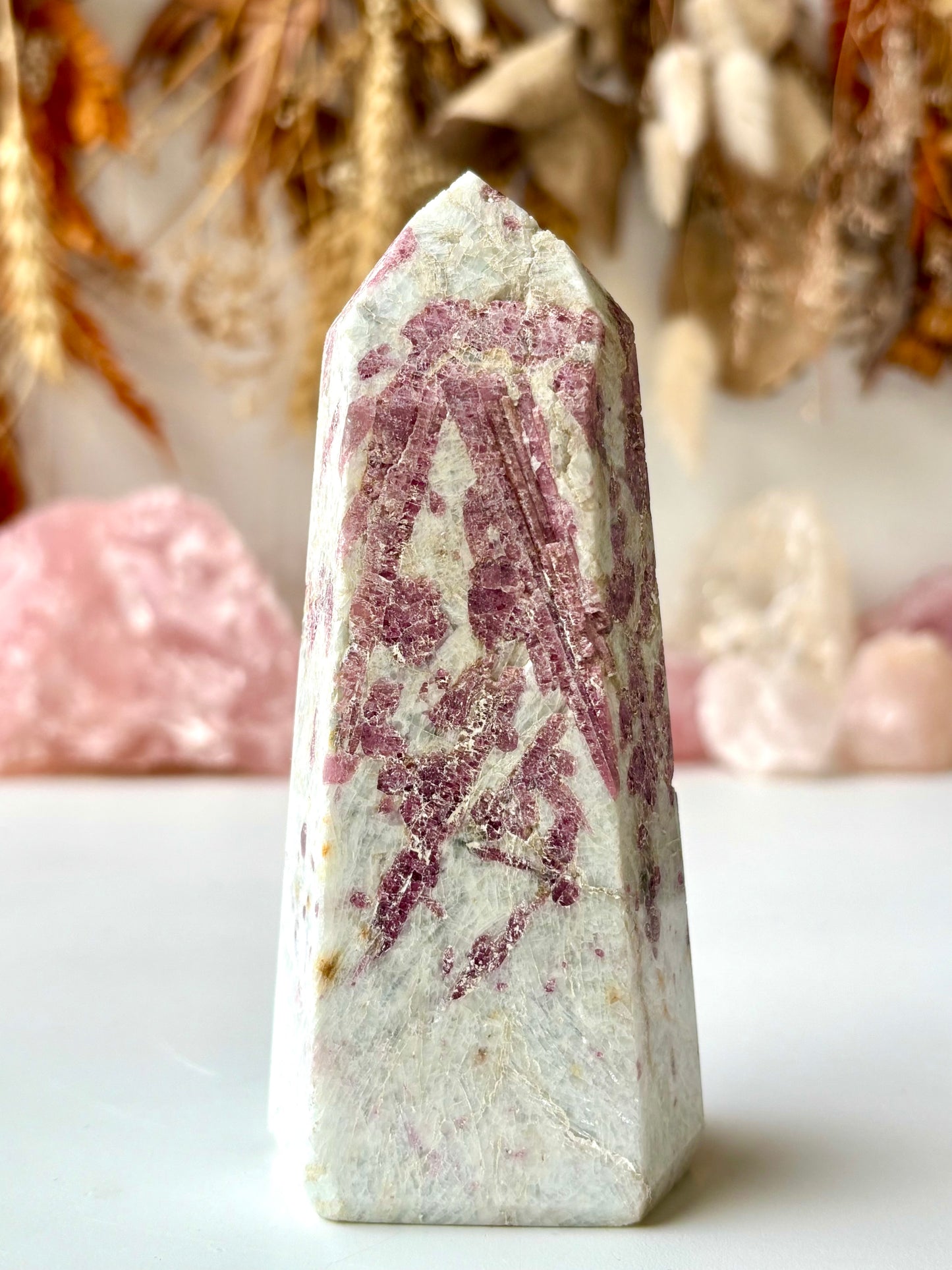 Pink Tourmaline in Quartz Tower