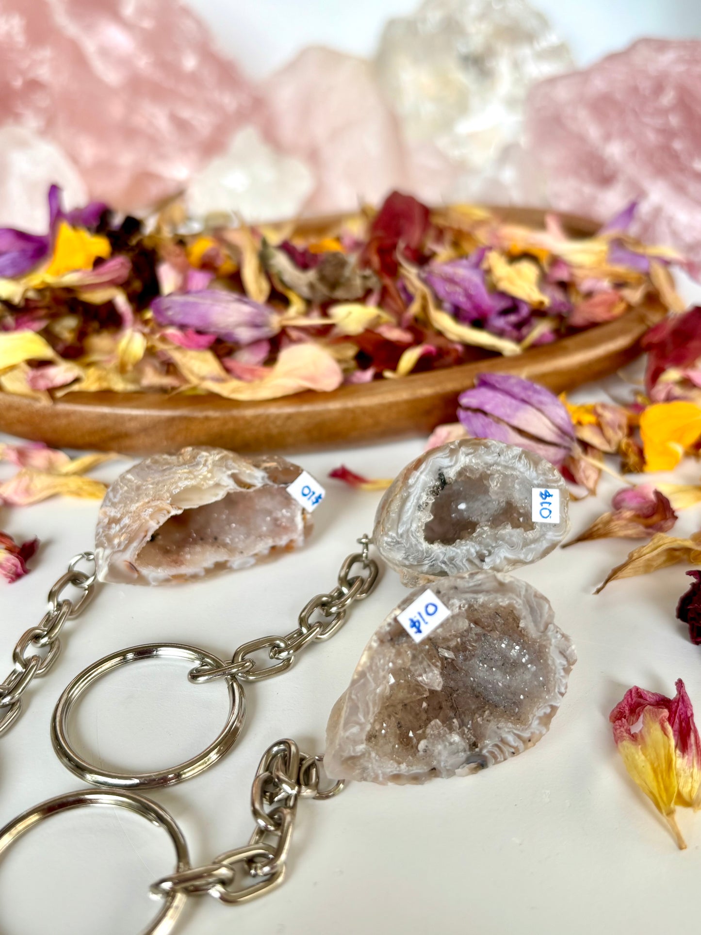 Brazilian Agate Geode Keyring