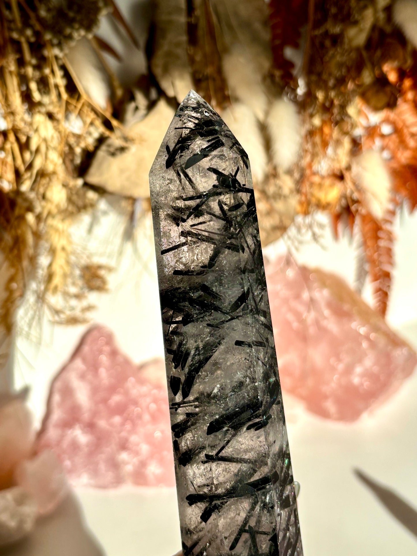Black Tourmaline in Quartz Tower