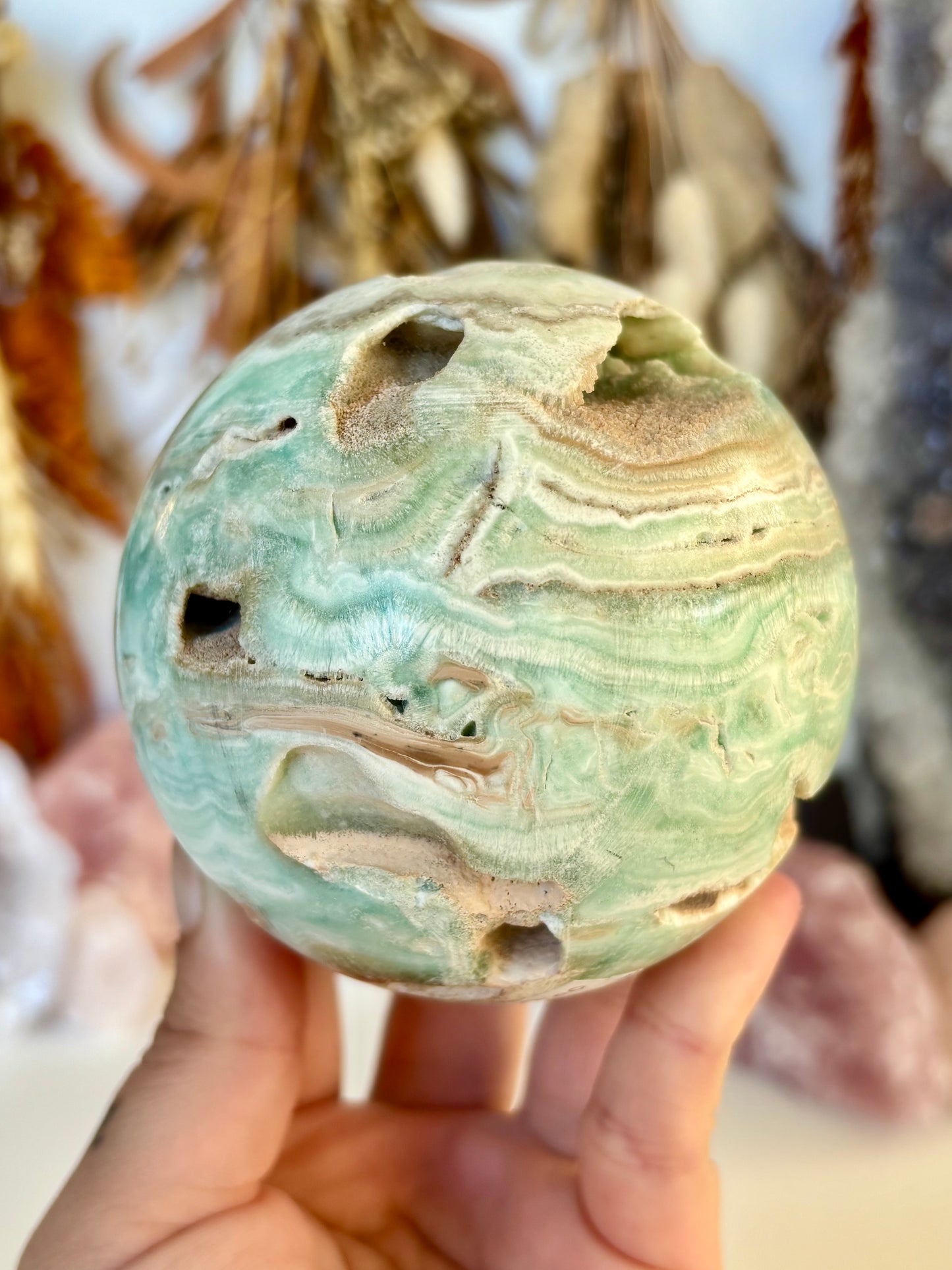 Blue Aragonite Sphere