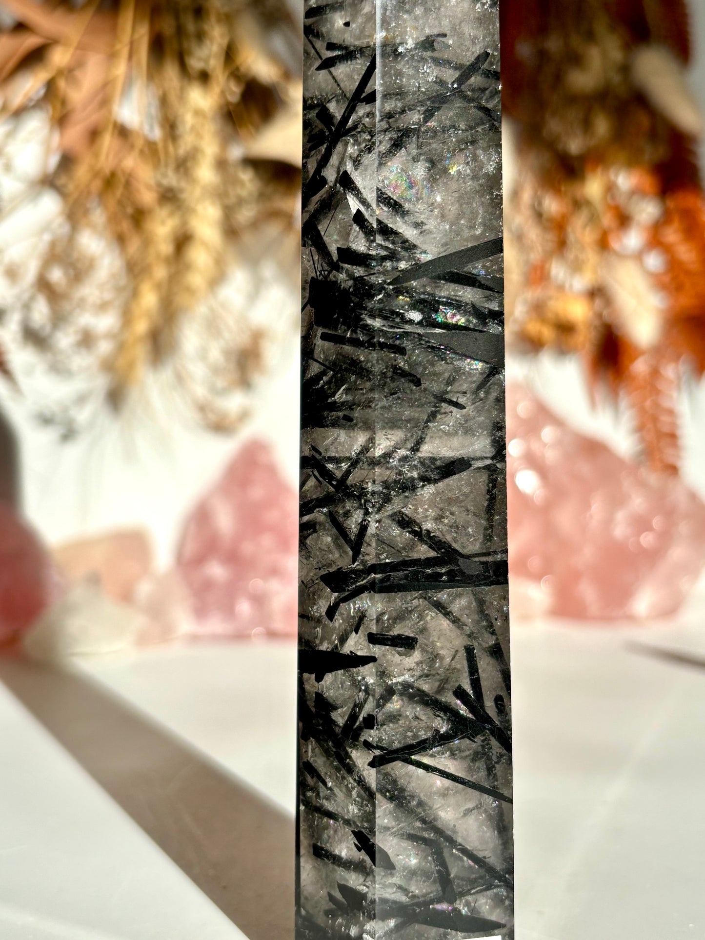 Black Tourmaline in Quartz Tower