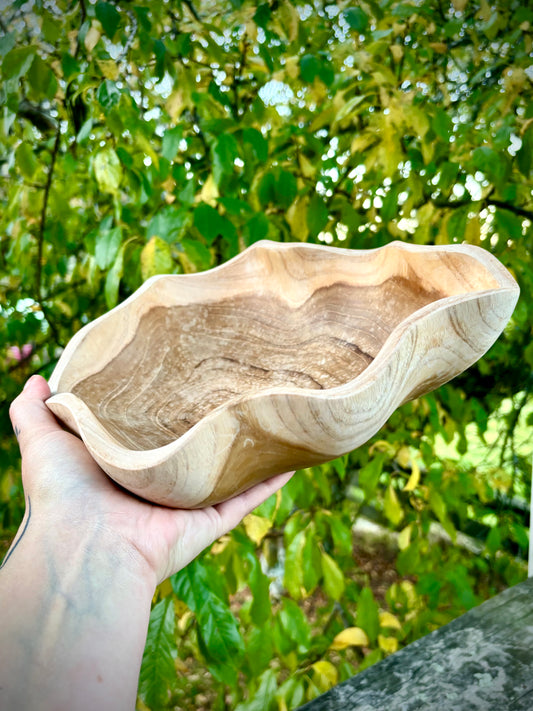 Large Waves Wood Bowl - Bali