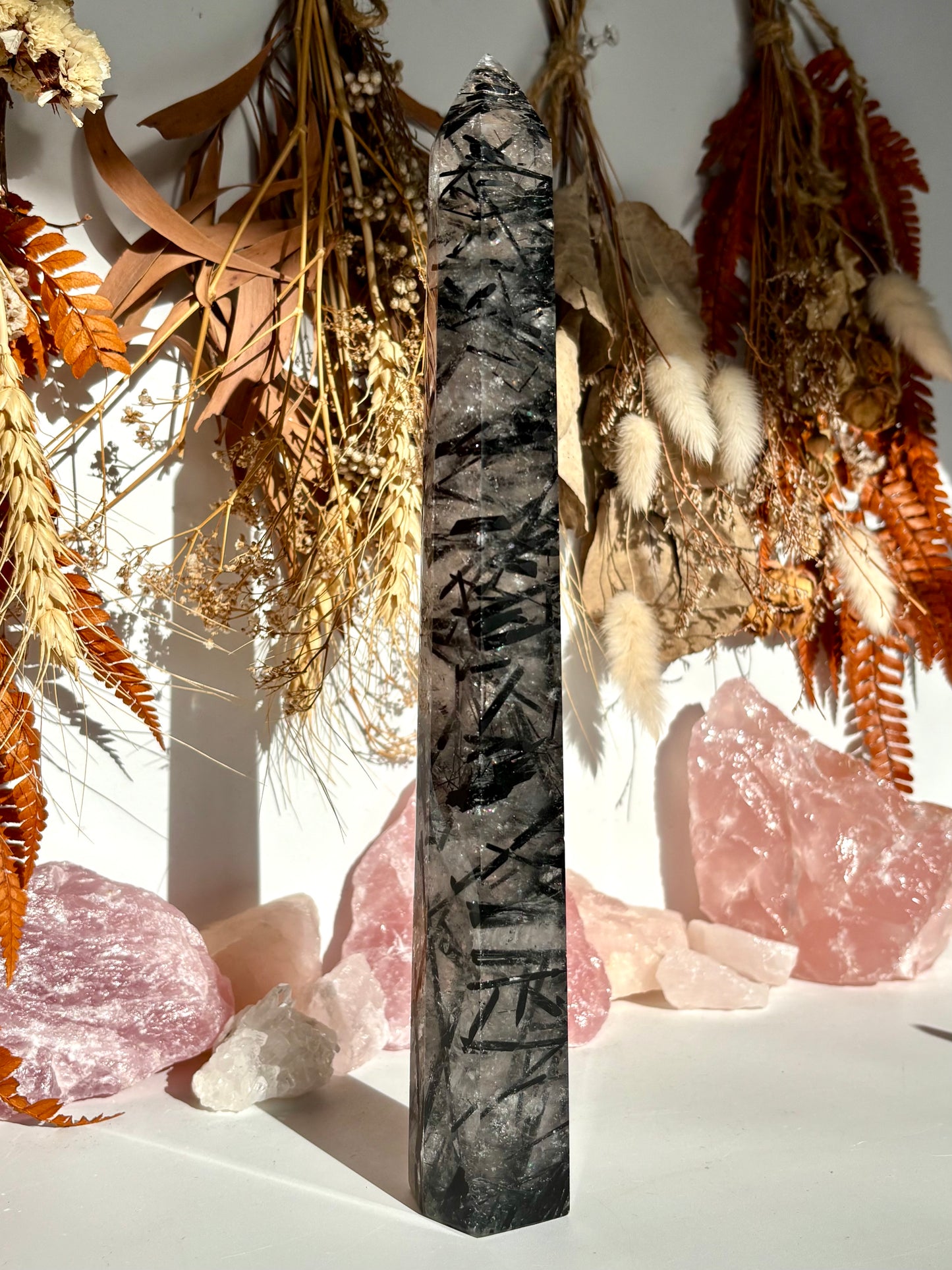 Black Tourmaline in Quartz Tower