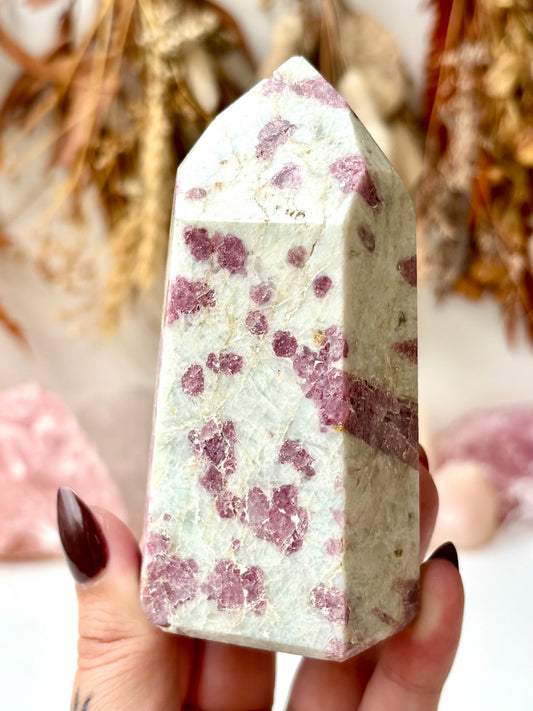 Pink Tourmaline in Quartz Tower
