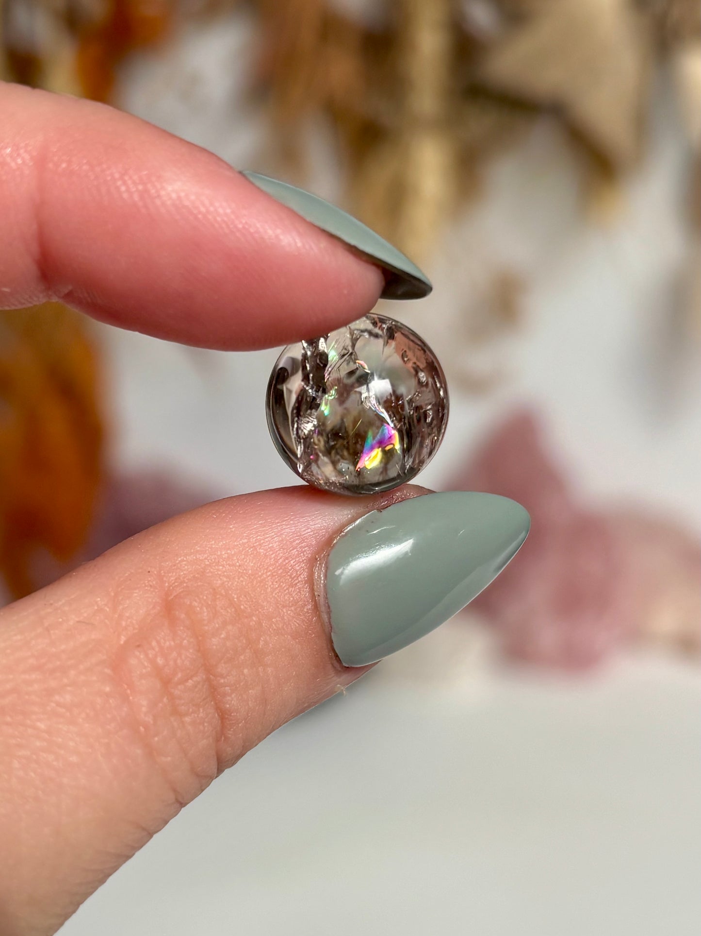Tiny Rainbow Smoky Quartz Sphere