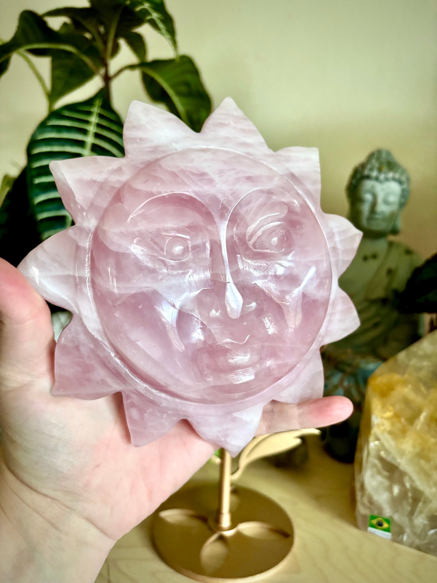 Rose Quartz Sunflower Face & Stand