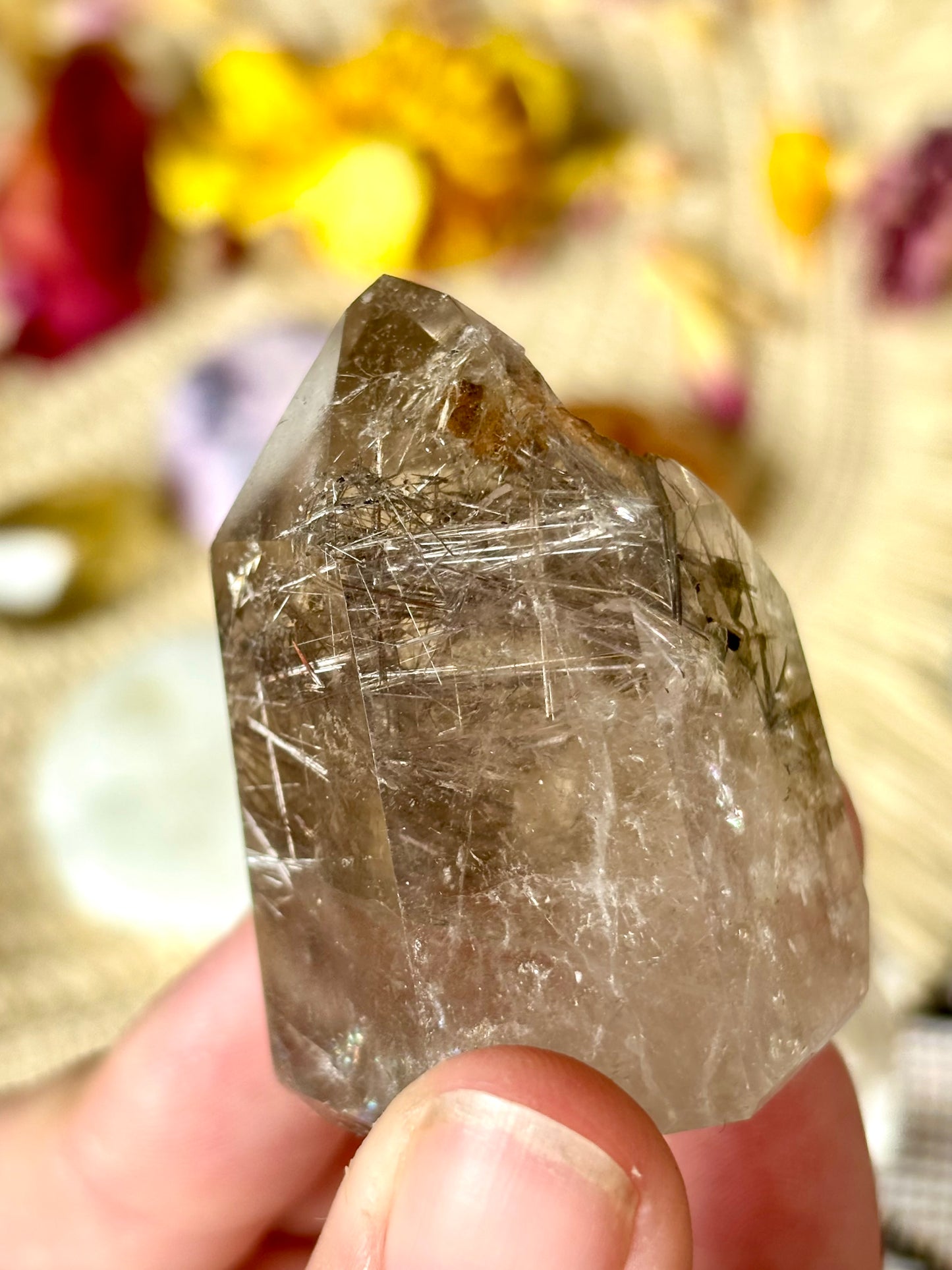 Silver Rutile & Lodalite Included Polished Point