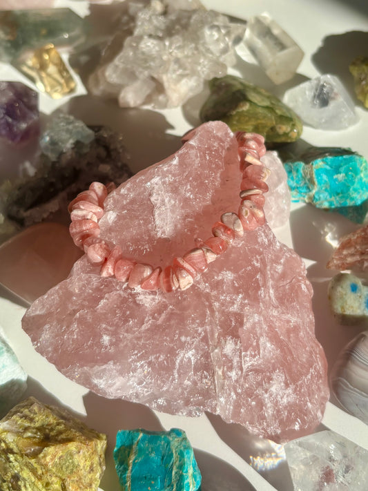 Rhodochrosite Chip Bracelet