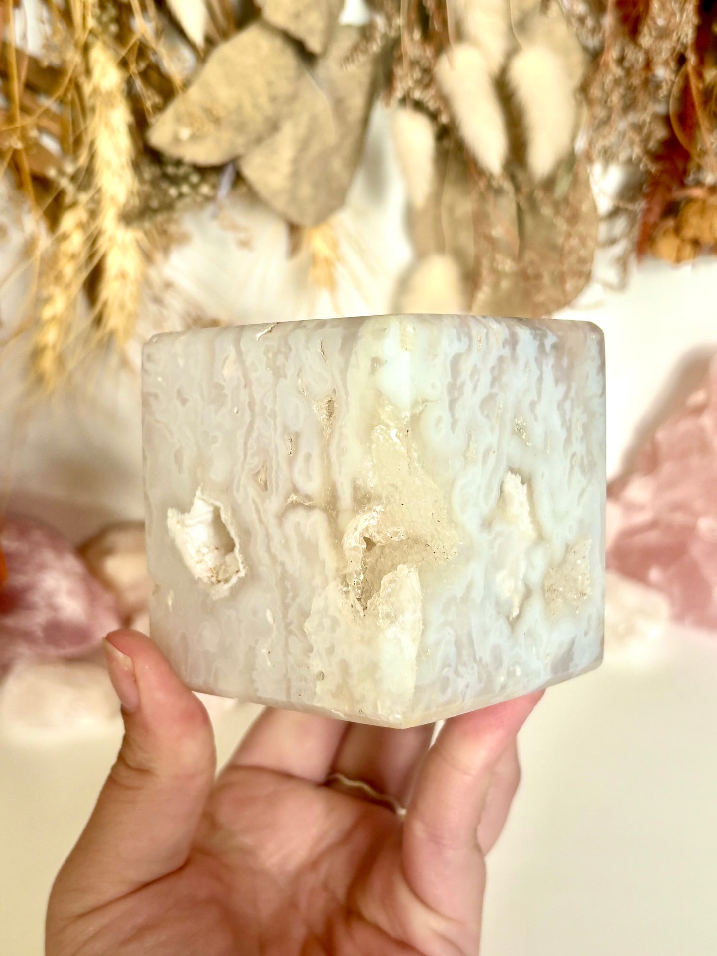 Plume Agate Candle Holder (2)