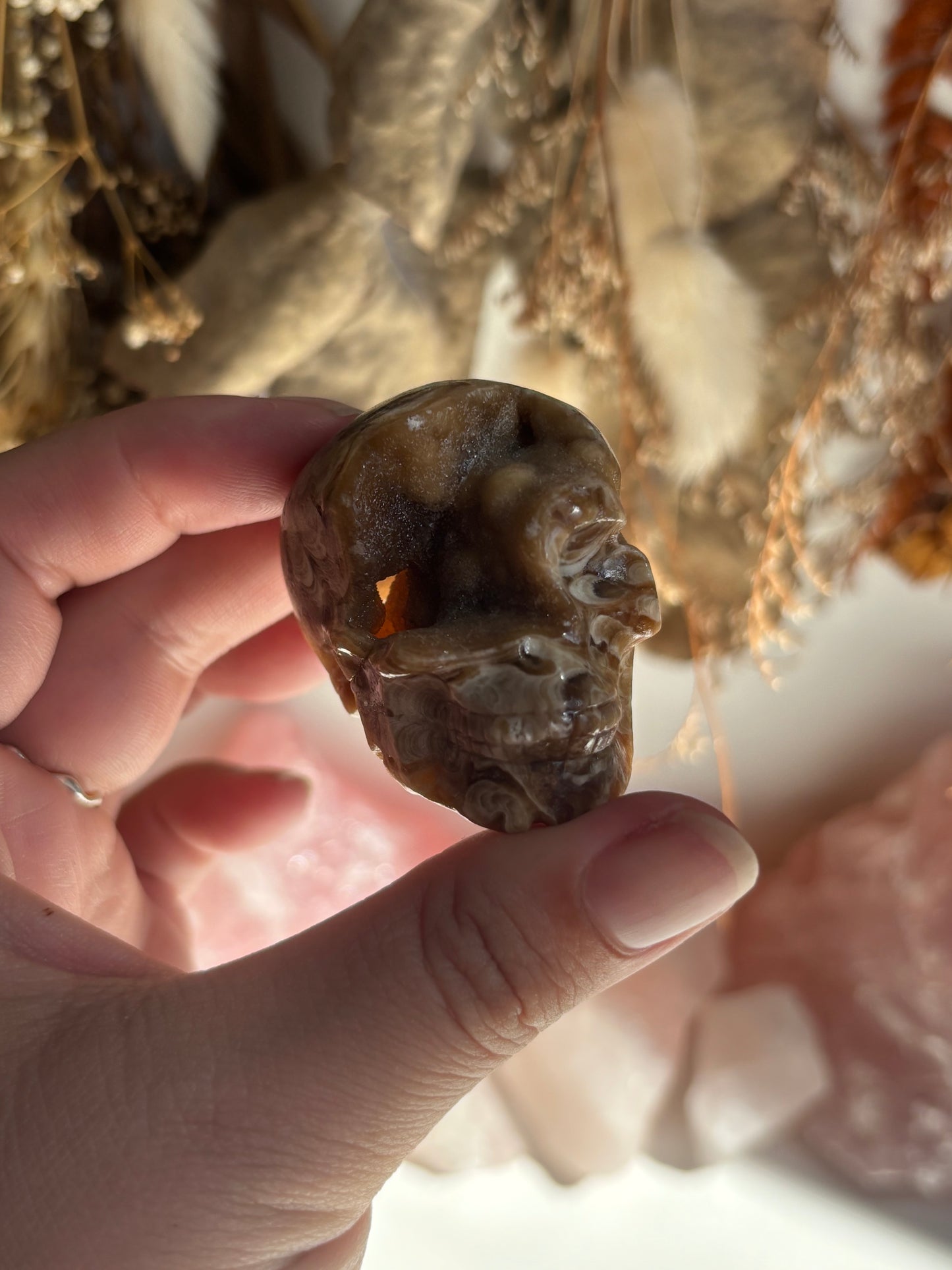 Chocolate Calcite Skull