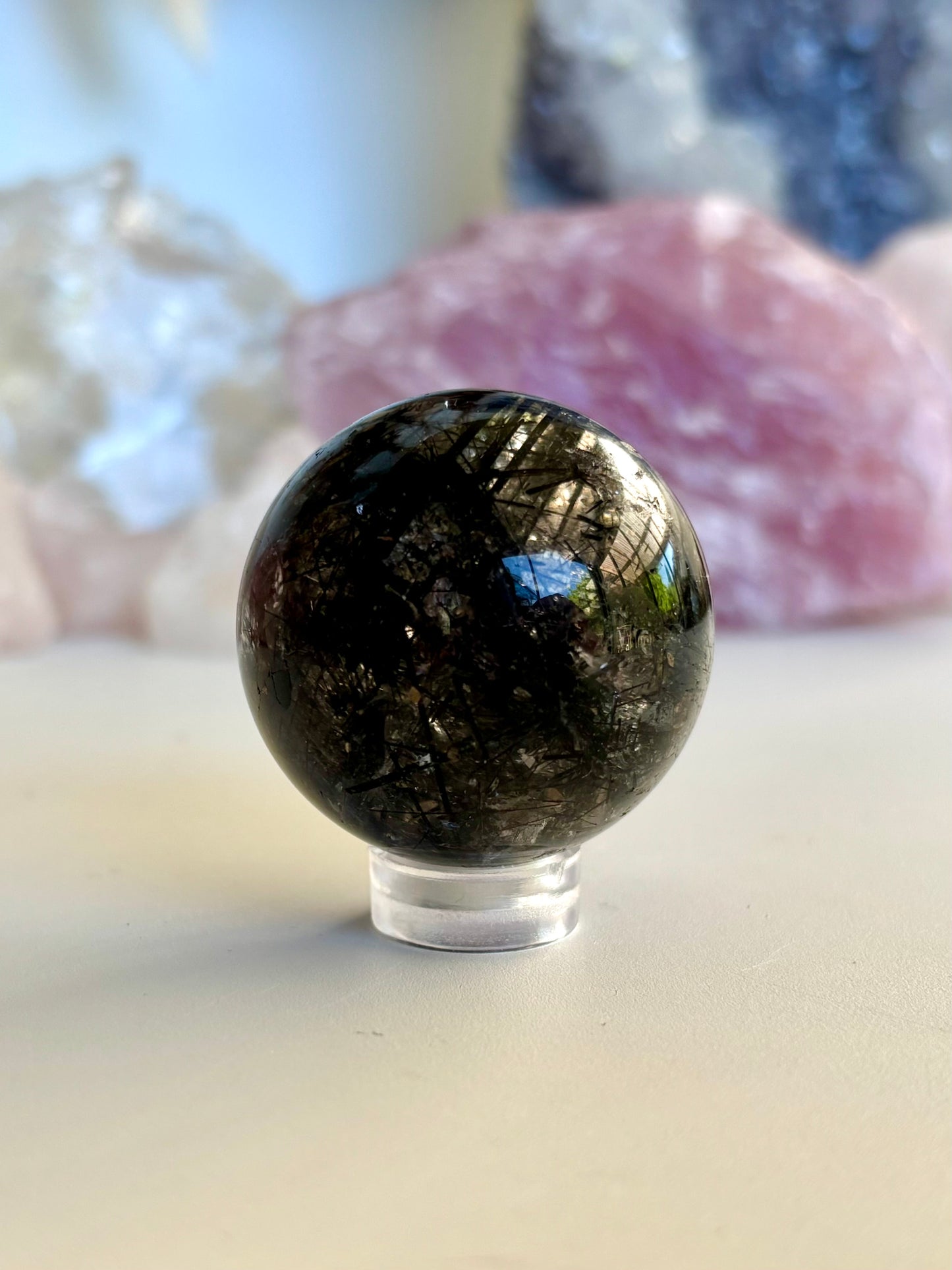 Black Tourmaline in Quartz Sphere