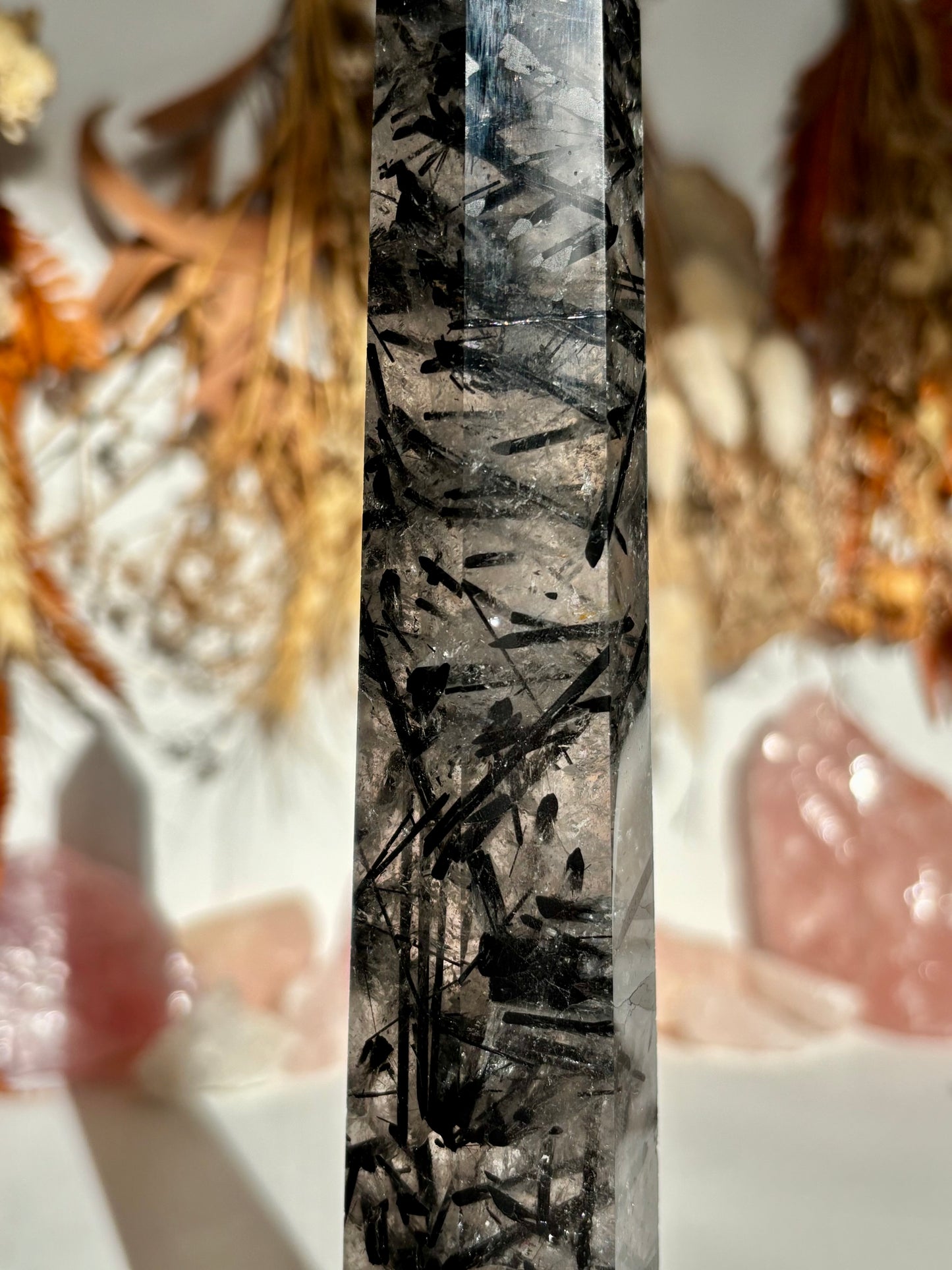 Black Tourmaline in Quartz Tower