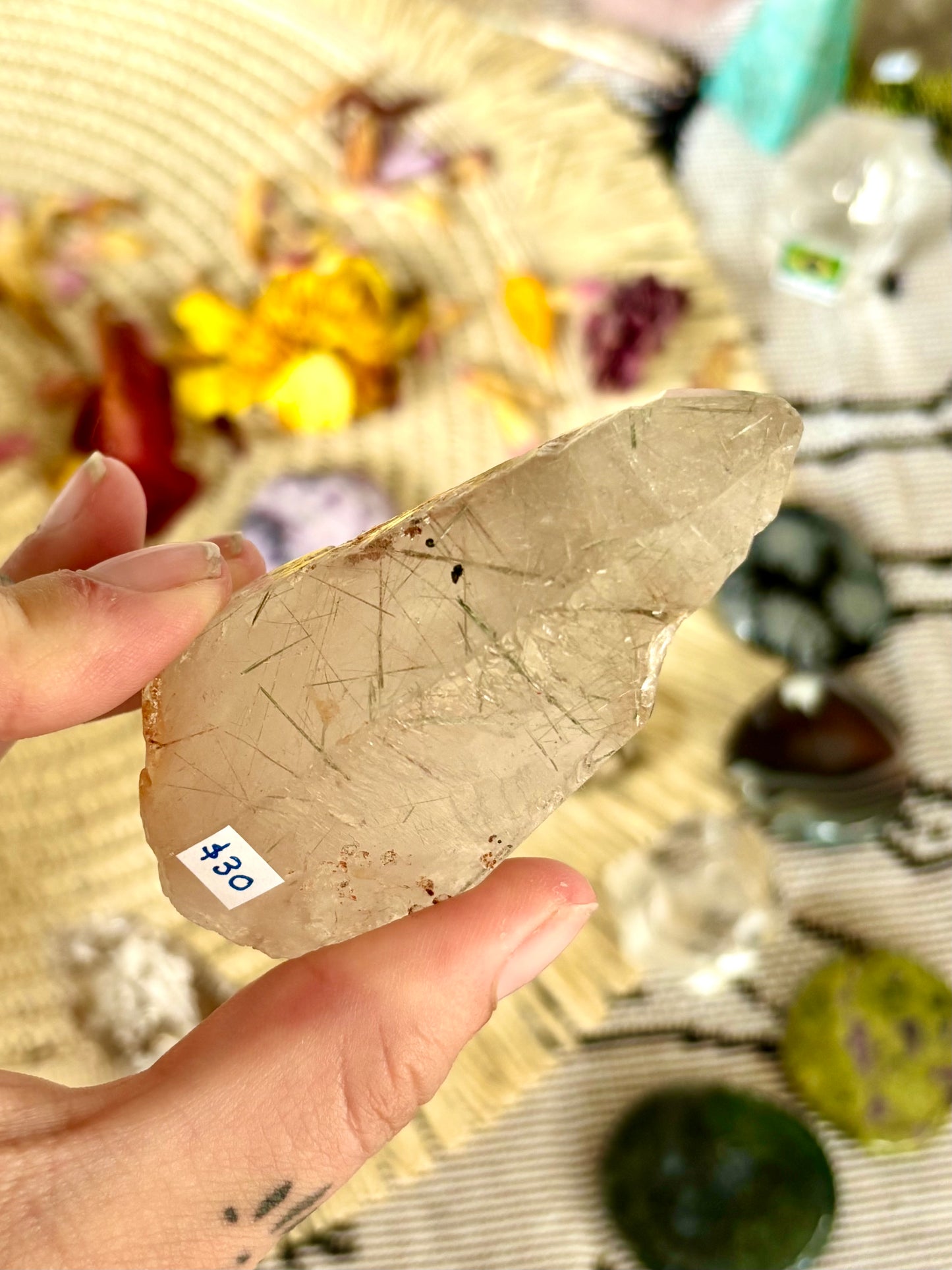 Silver Rutile Included Natural Rough Point