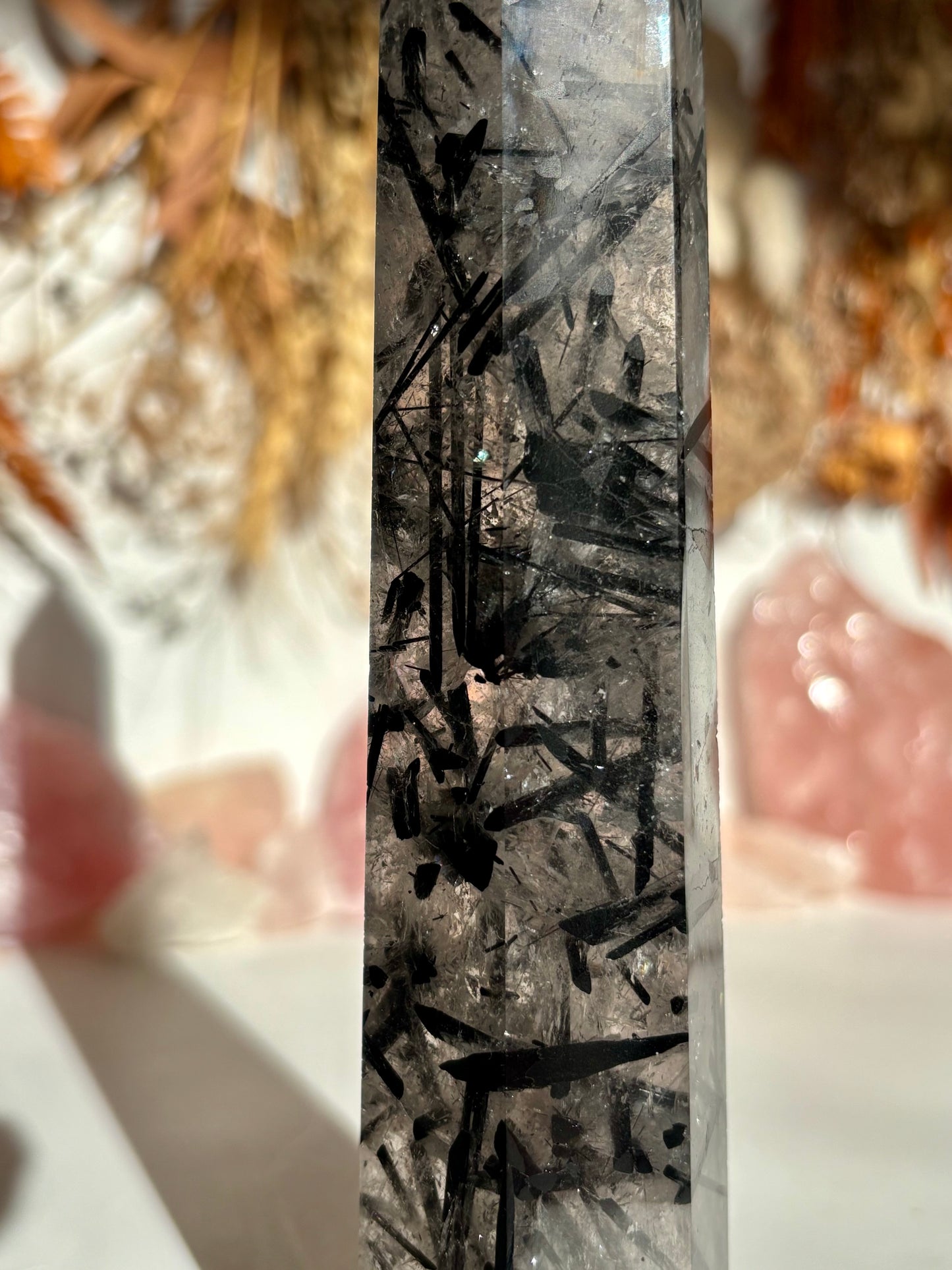 Black Tourmaline in Quartz Tower