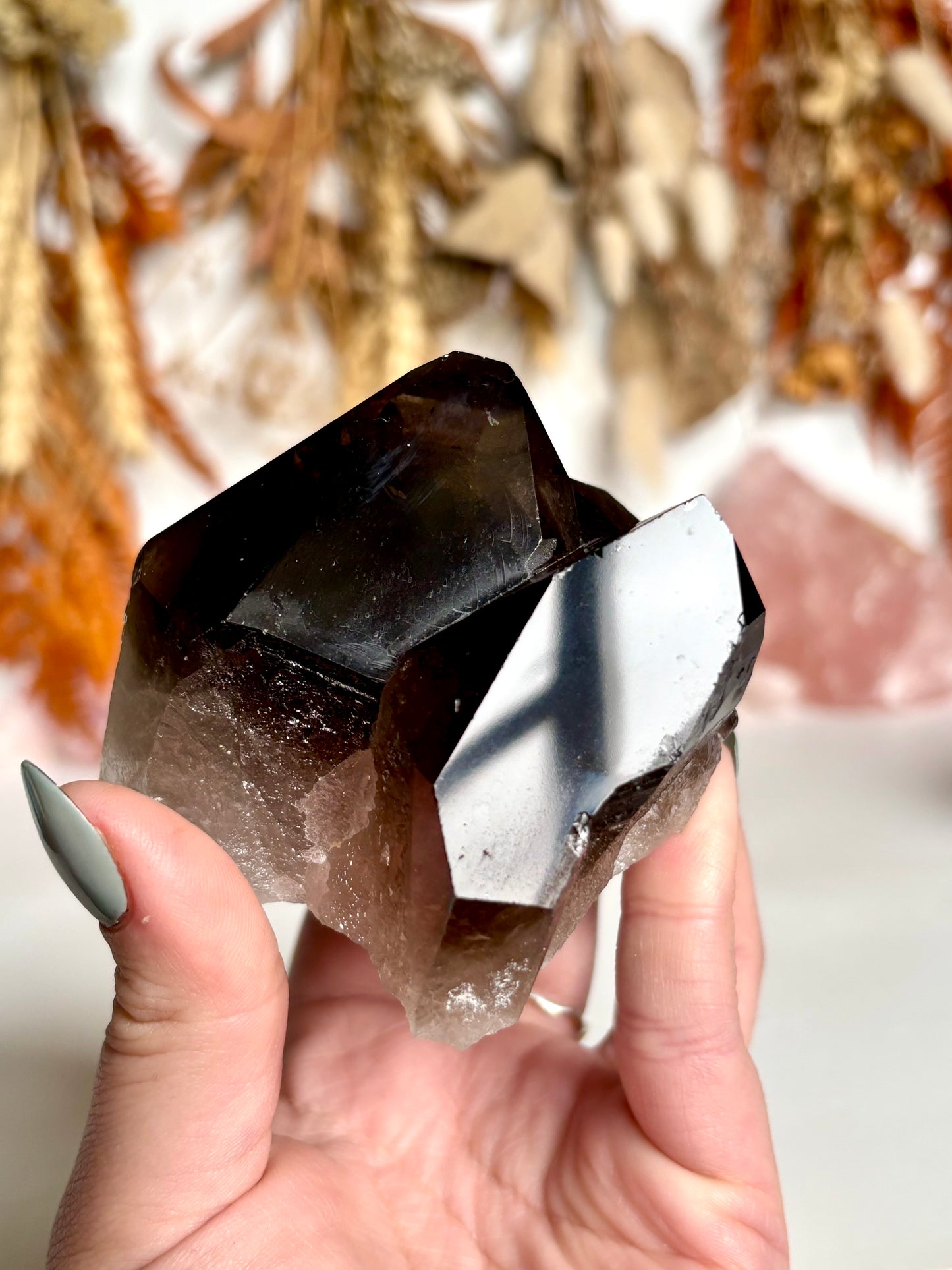Smokey Quartz Cluster Natural Point(s) - with Faden feature.