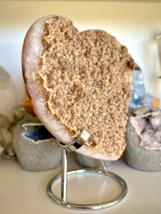 Drusey Citrine-Quartz Heart with stand