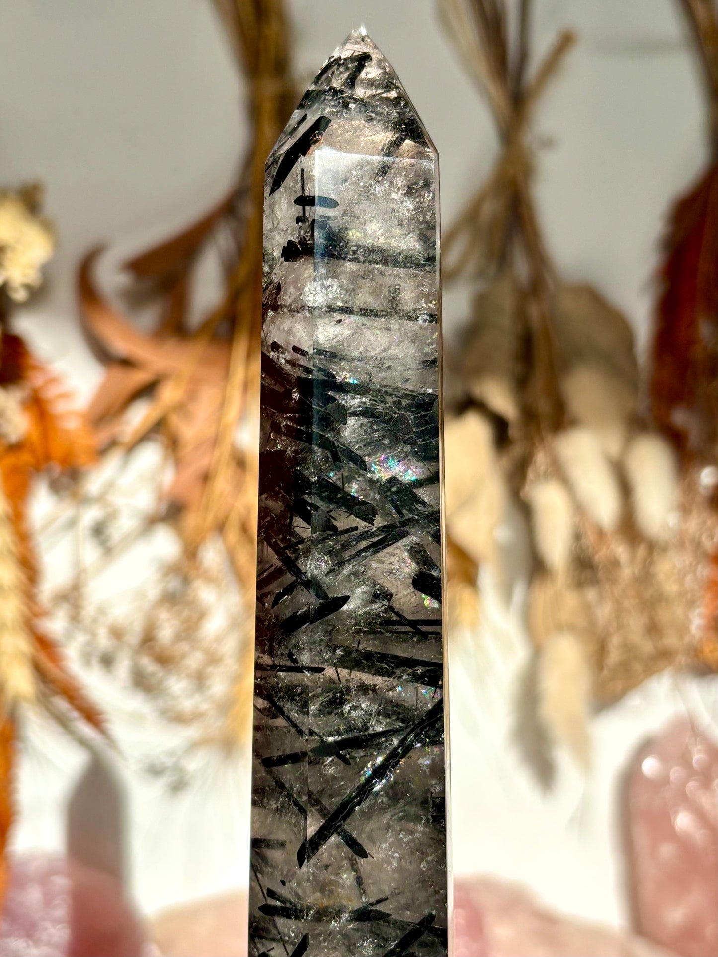 Black Tourmaline in Quartz Tower
