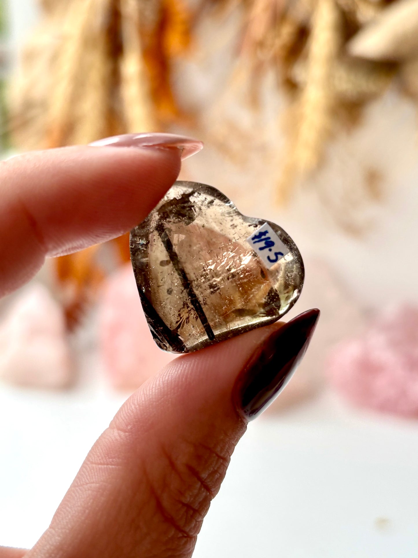 Tourmalinated Smoky Quartz Heart