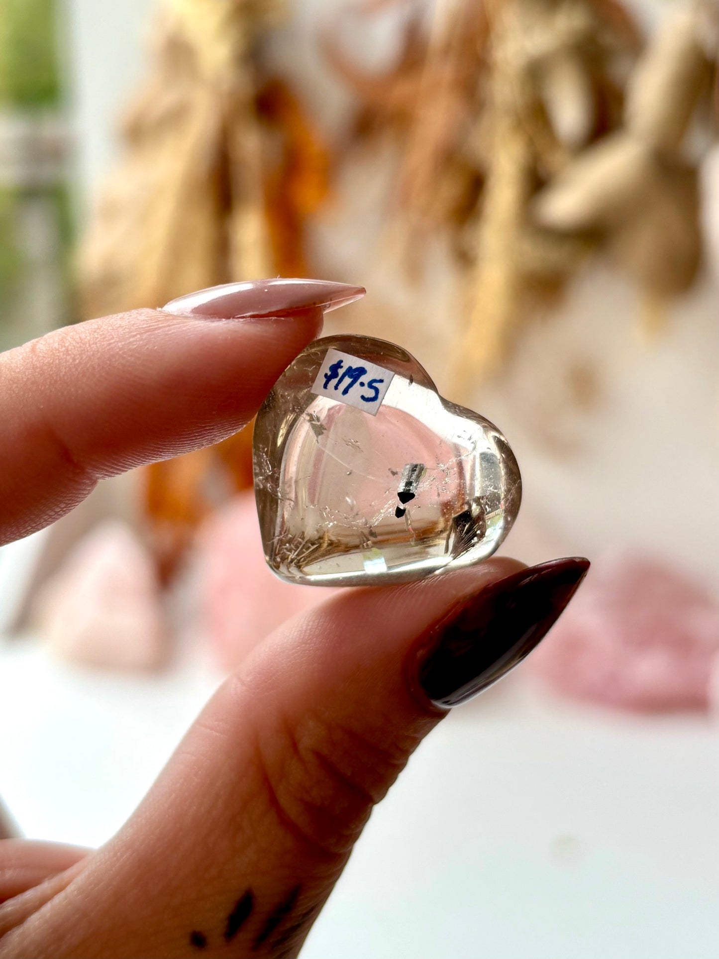 Tourmalinated Smoky Quartz Heart