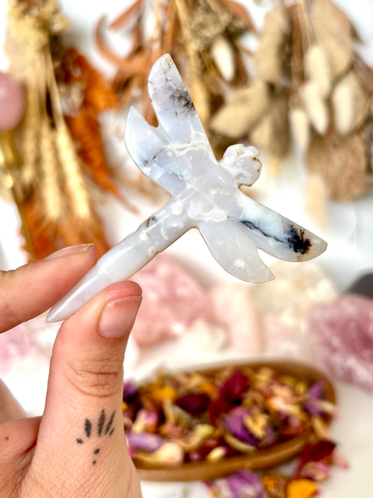 Dendritic Snow Agate Dragonfly