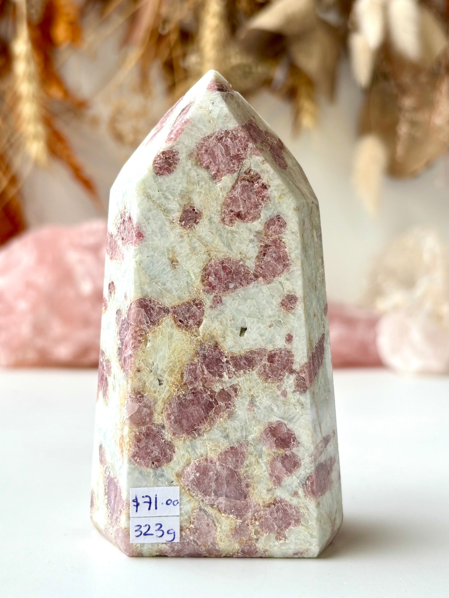 Pink Tourmaline in Quartz Tower
