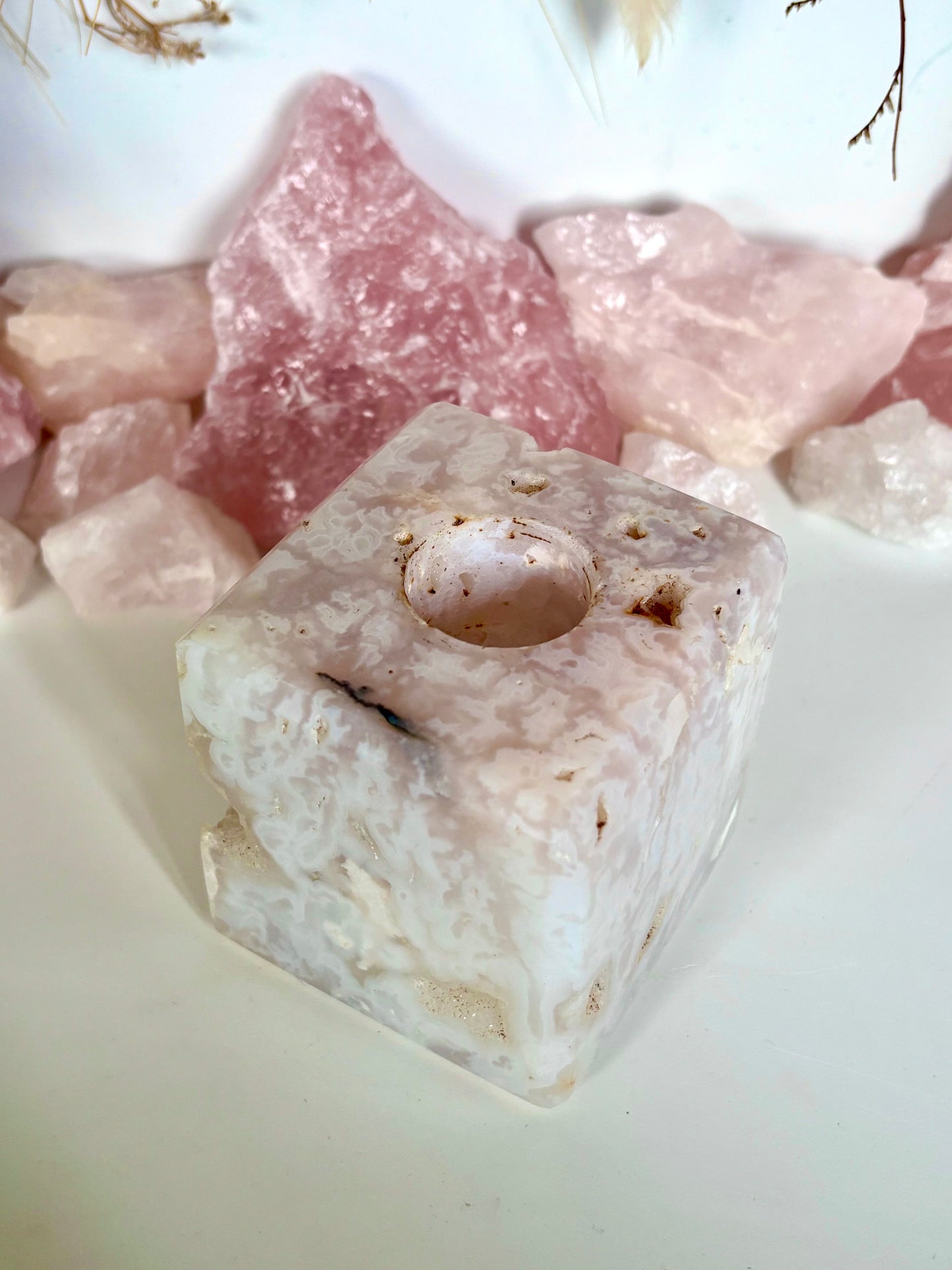 Plume Agate Candle Holder (2)