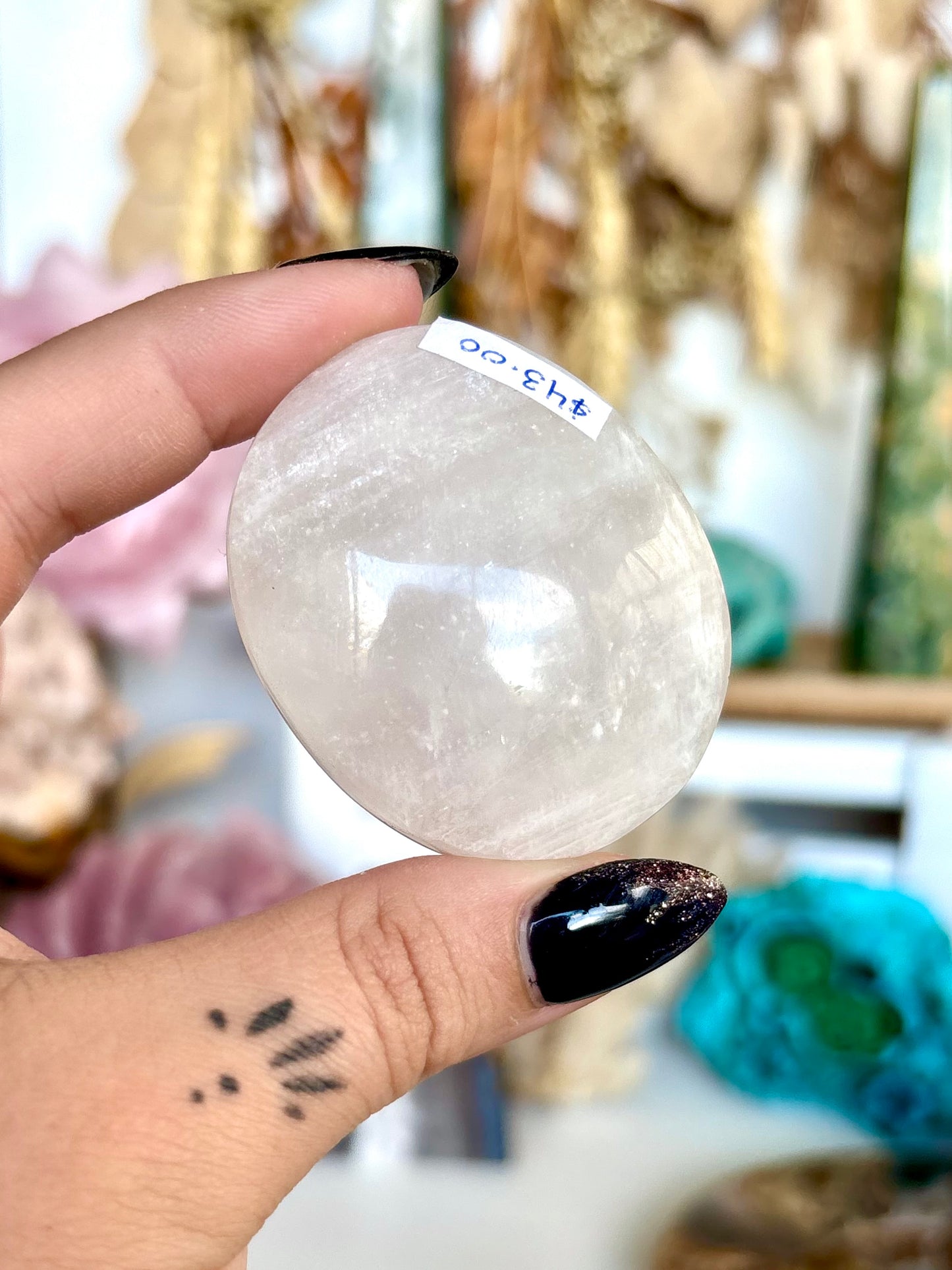White Moonstone Palm Stone