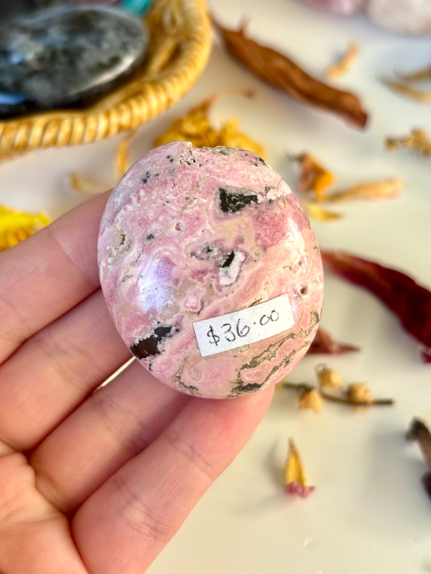 Peruvian Rhodonite Palm Stone