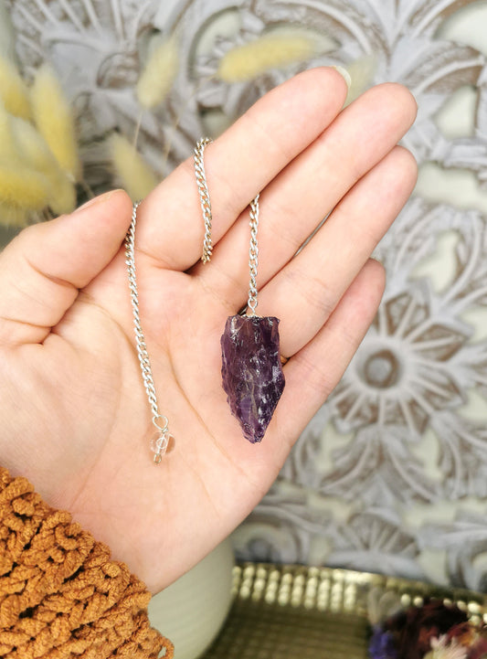Raw Amethyst Pendulum