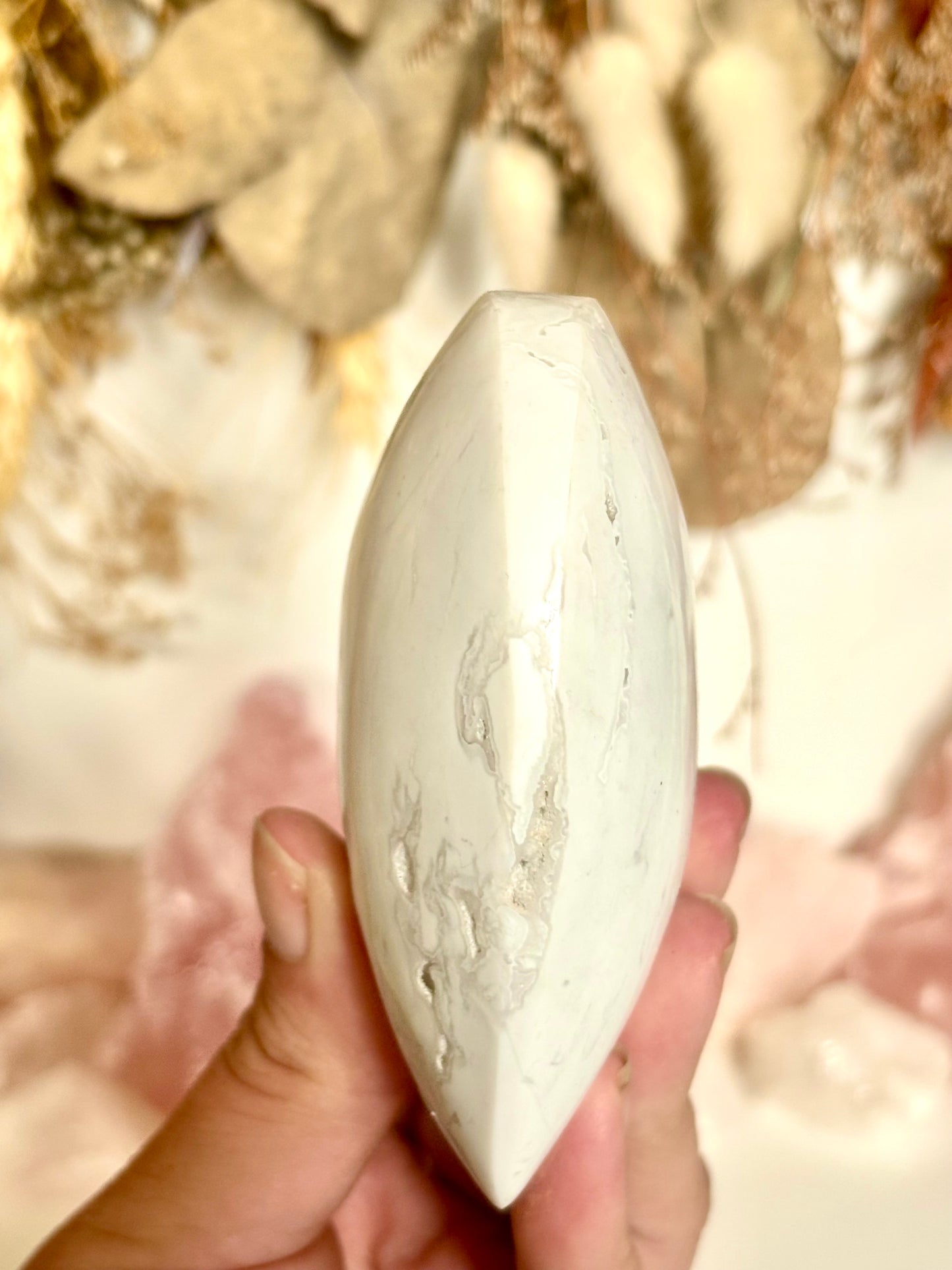Opaque Plume Agate Heart