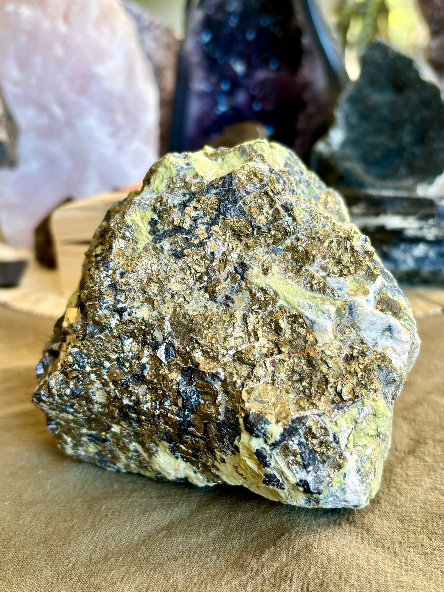 Serpentine with Cubic Pyrite-Large Raw