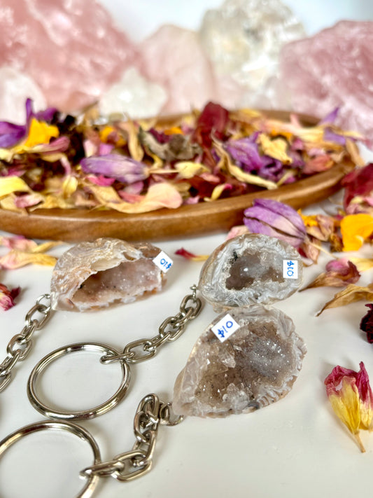Brazilian Agate Geode Keyring