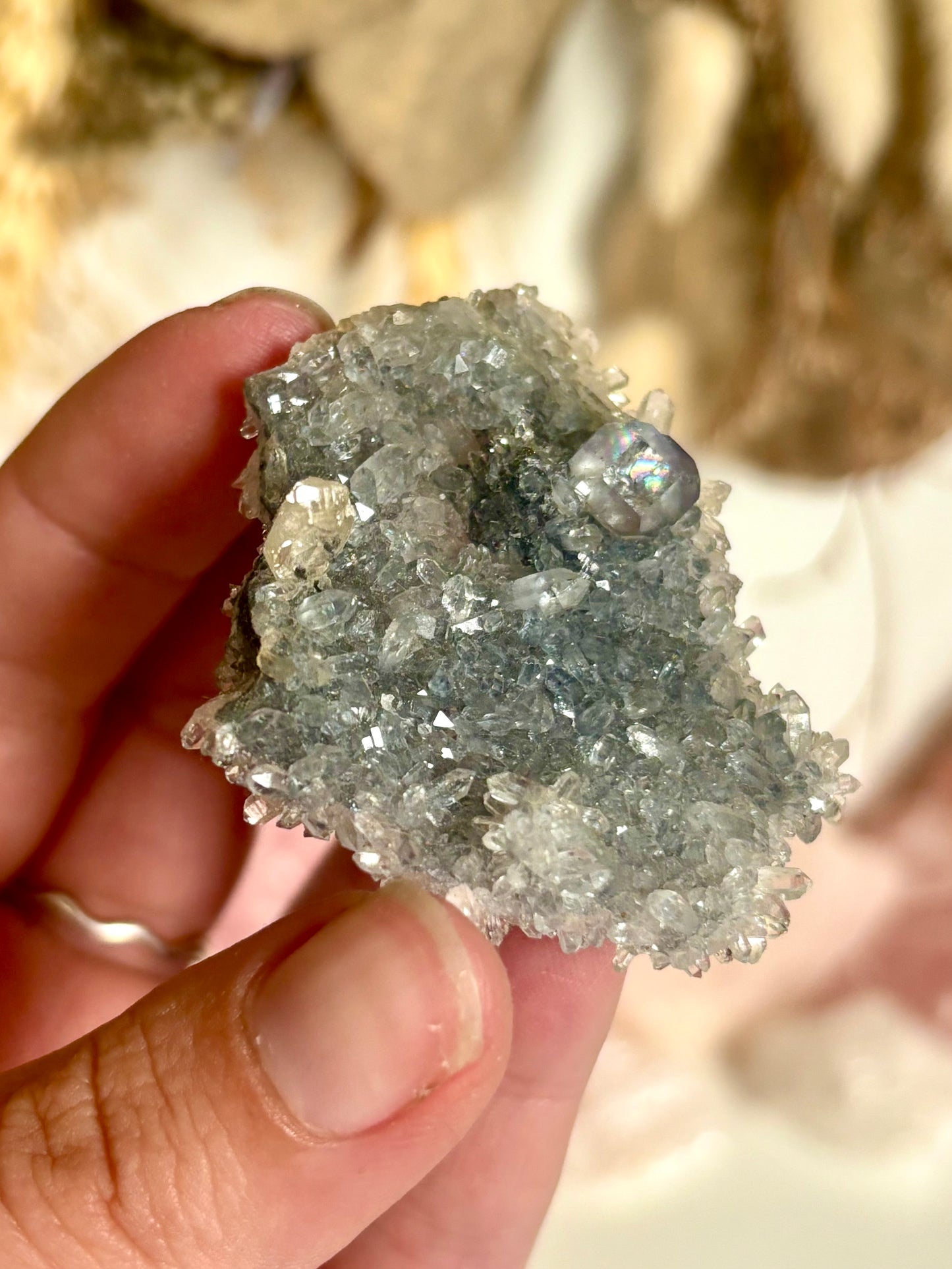Diamond Fluorite on Matrix & Quartz needles