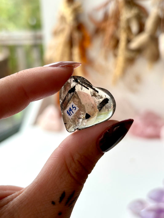 Tourmalinated Smoky Quartz Heart
