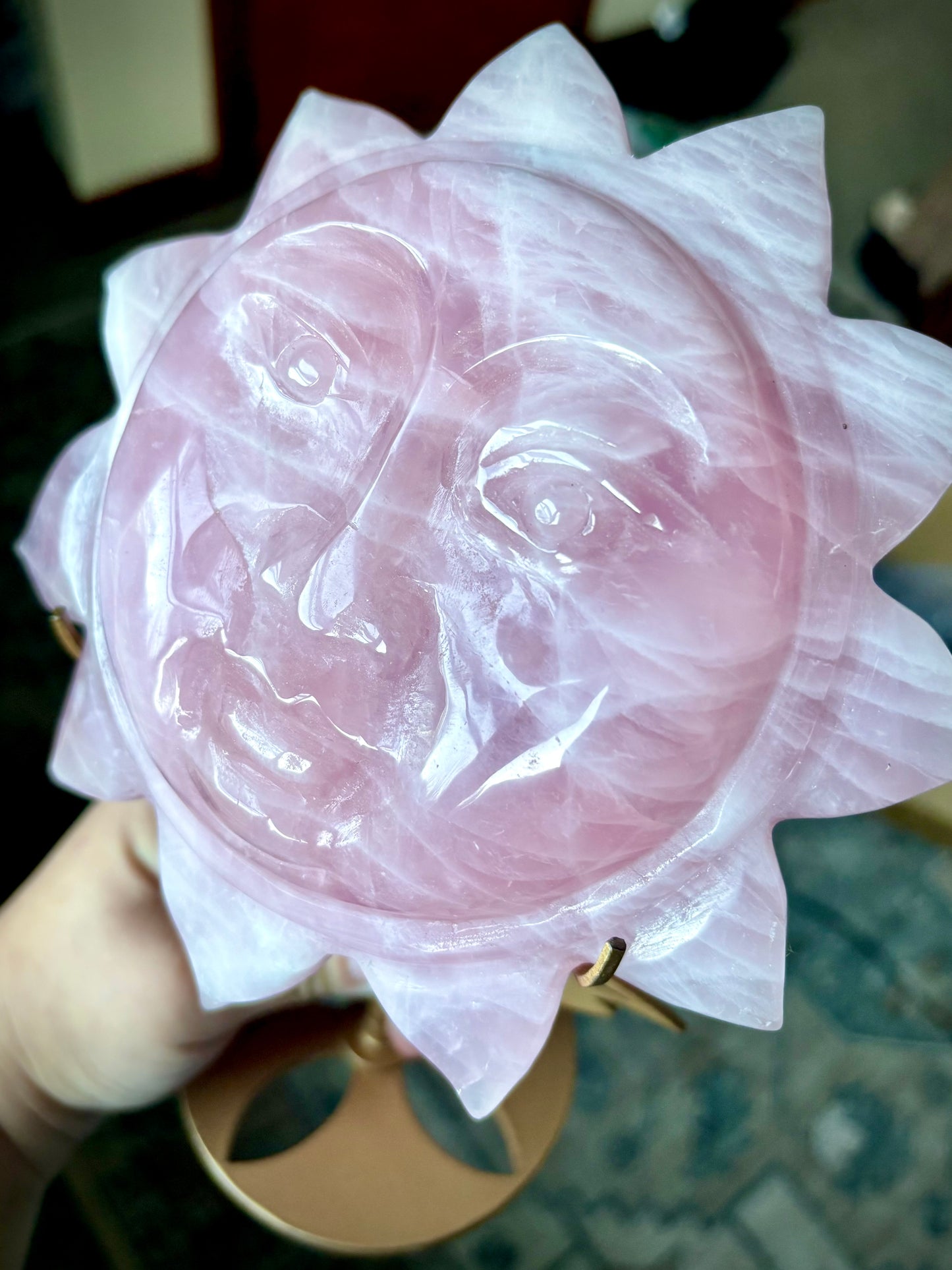 Rose Quartz Sunflower Face & Stand