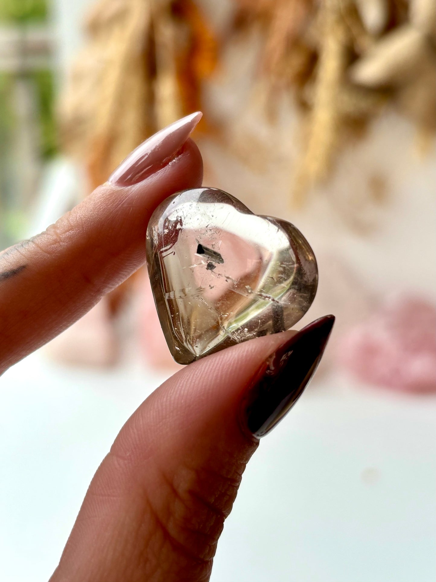 Tourmalinated Smoky Quartz Heart