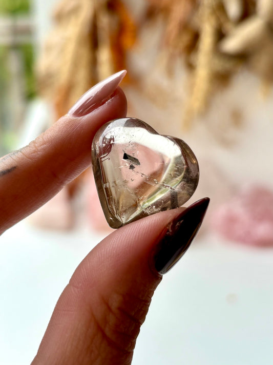 Tourmalinated Smoky Quartz Heart