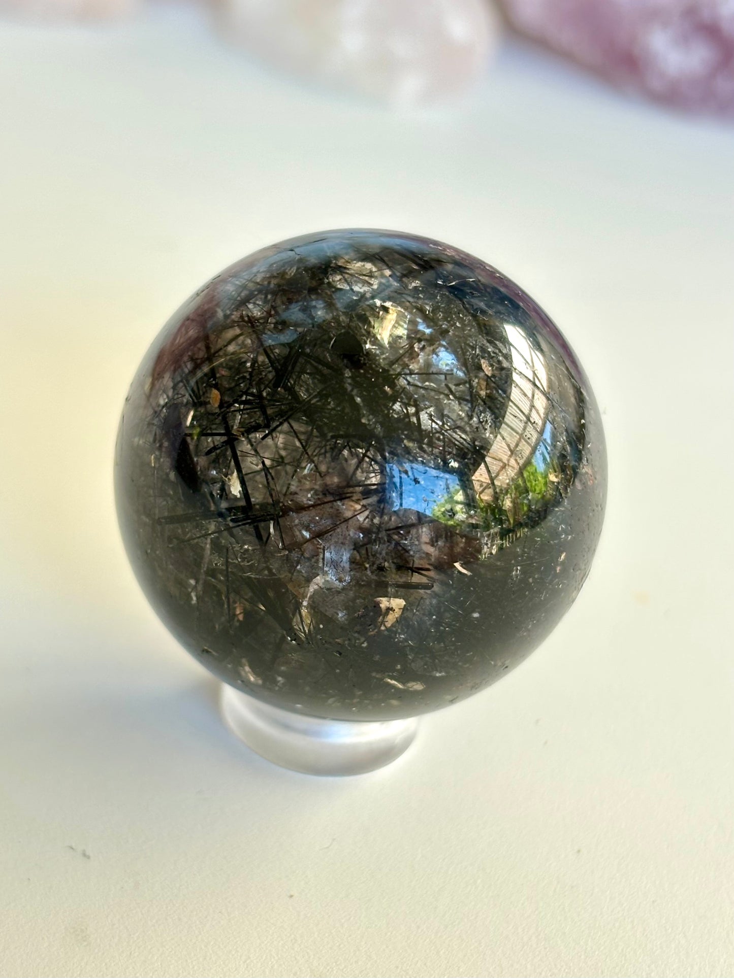 Black Tourmaline in Quartz Sphere
