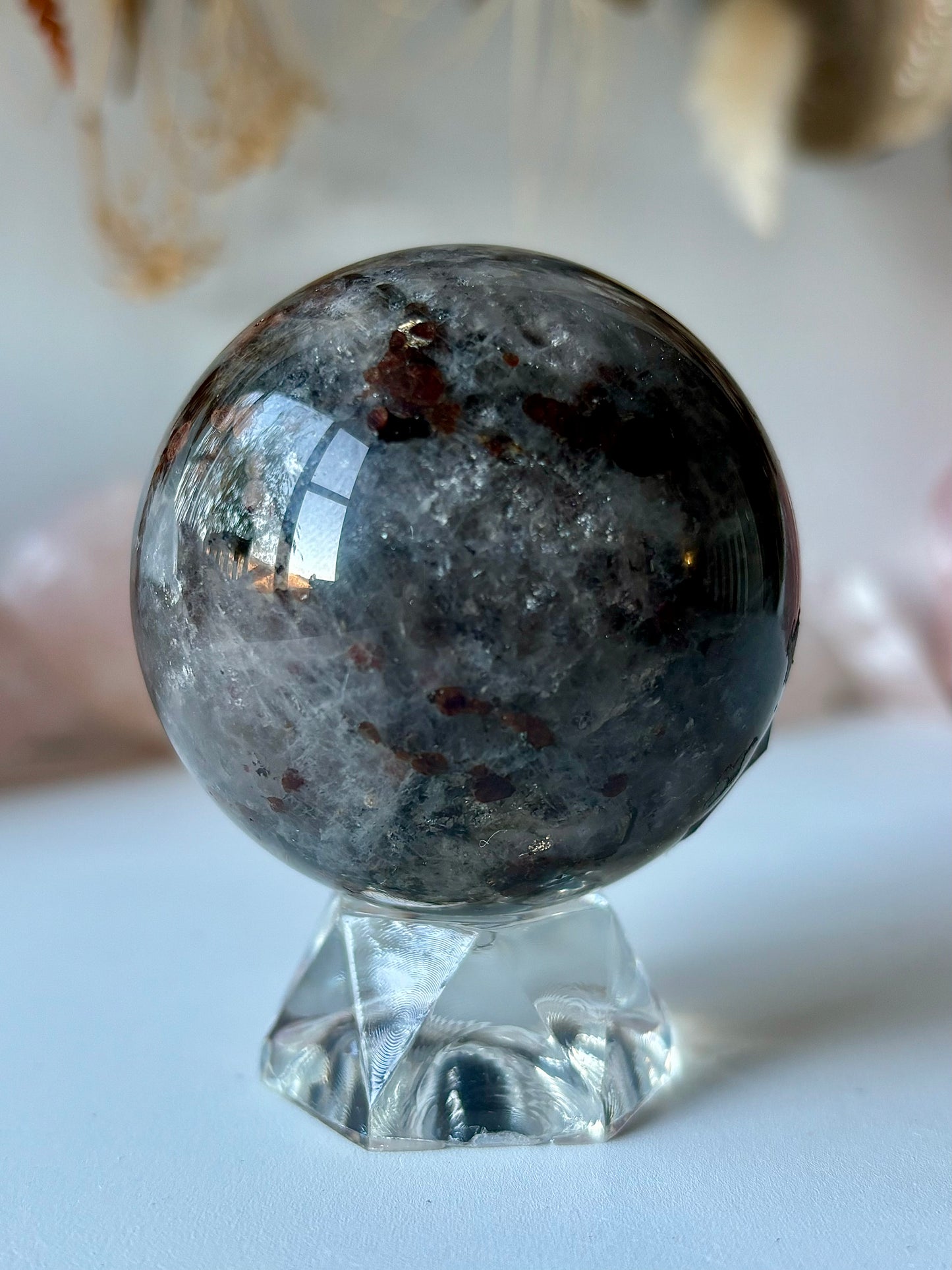 Quartz, Garnet & Green Tourmaline Sphere