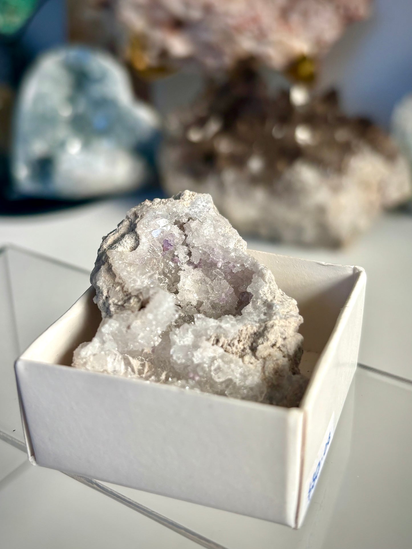 Chalcedony, Quartz & Fluorite Geode aka Spirit Flower Geode