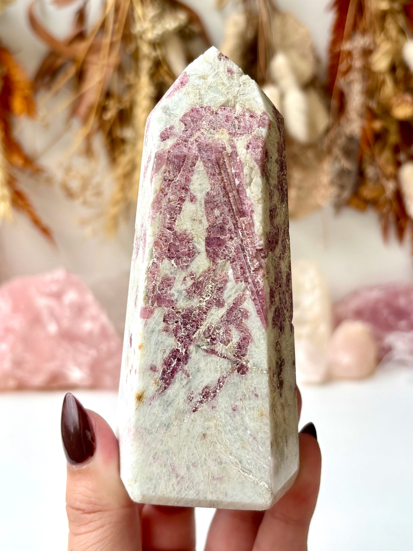 Pink Tourmaline in Quartz Tower