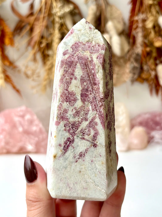 Pink Tourmaline in Quartz Tower
