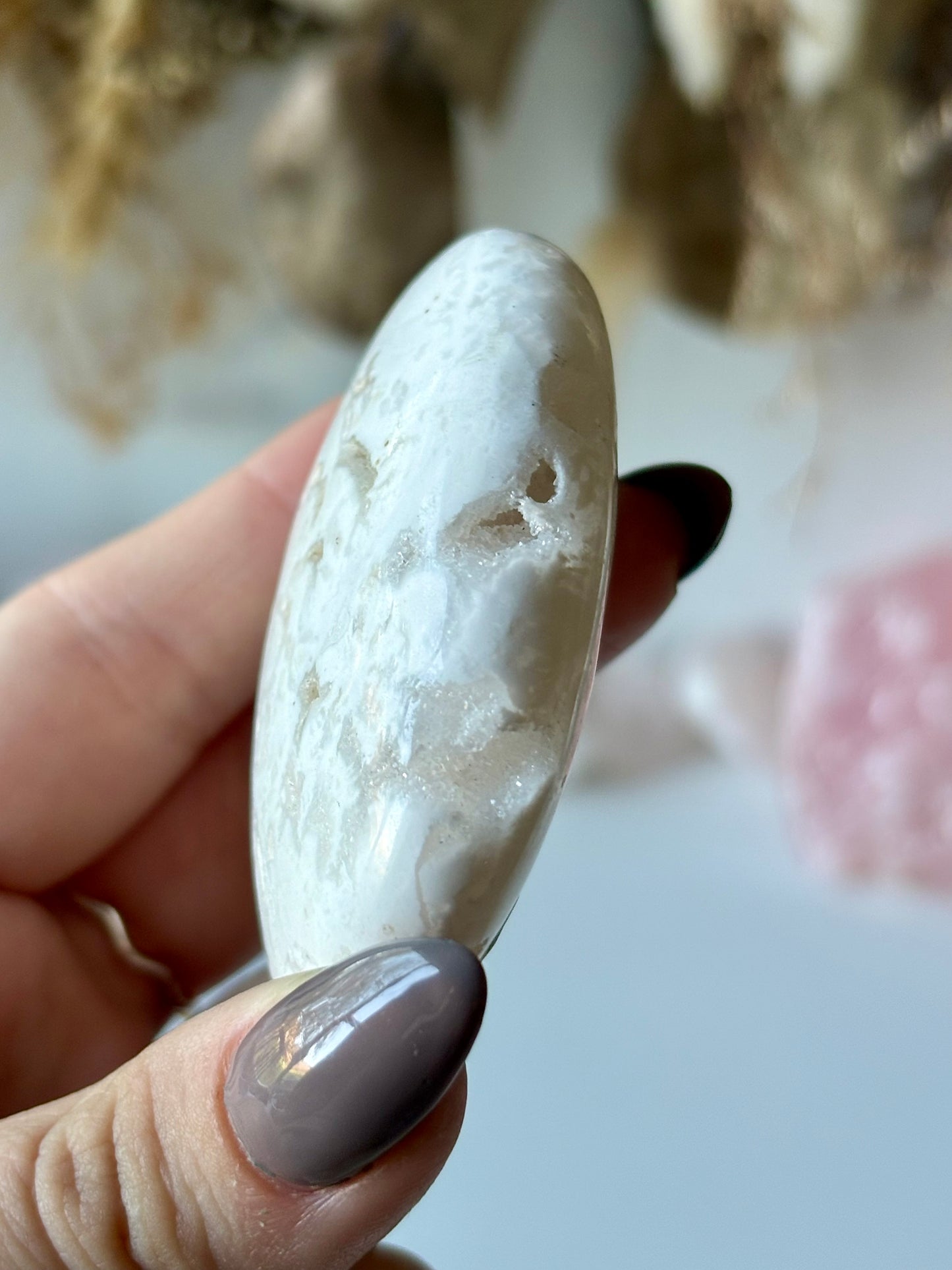 White Plume Agate Palmstone