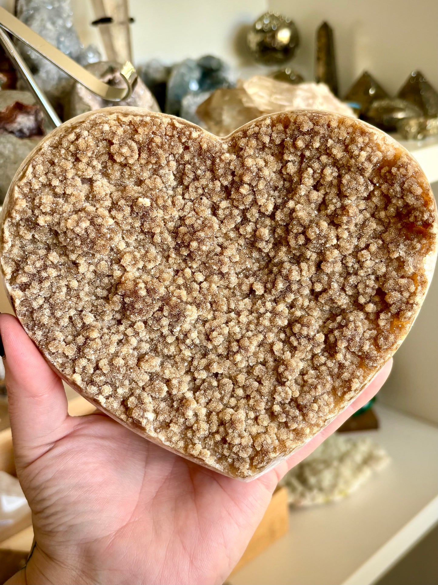 Drusey Citrine-Quartz Heart with stand