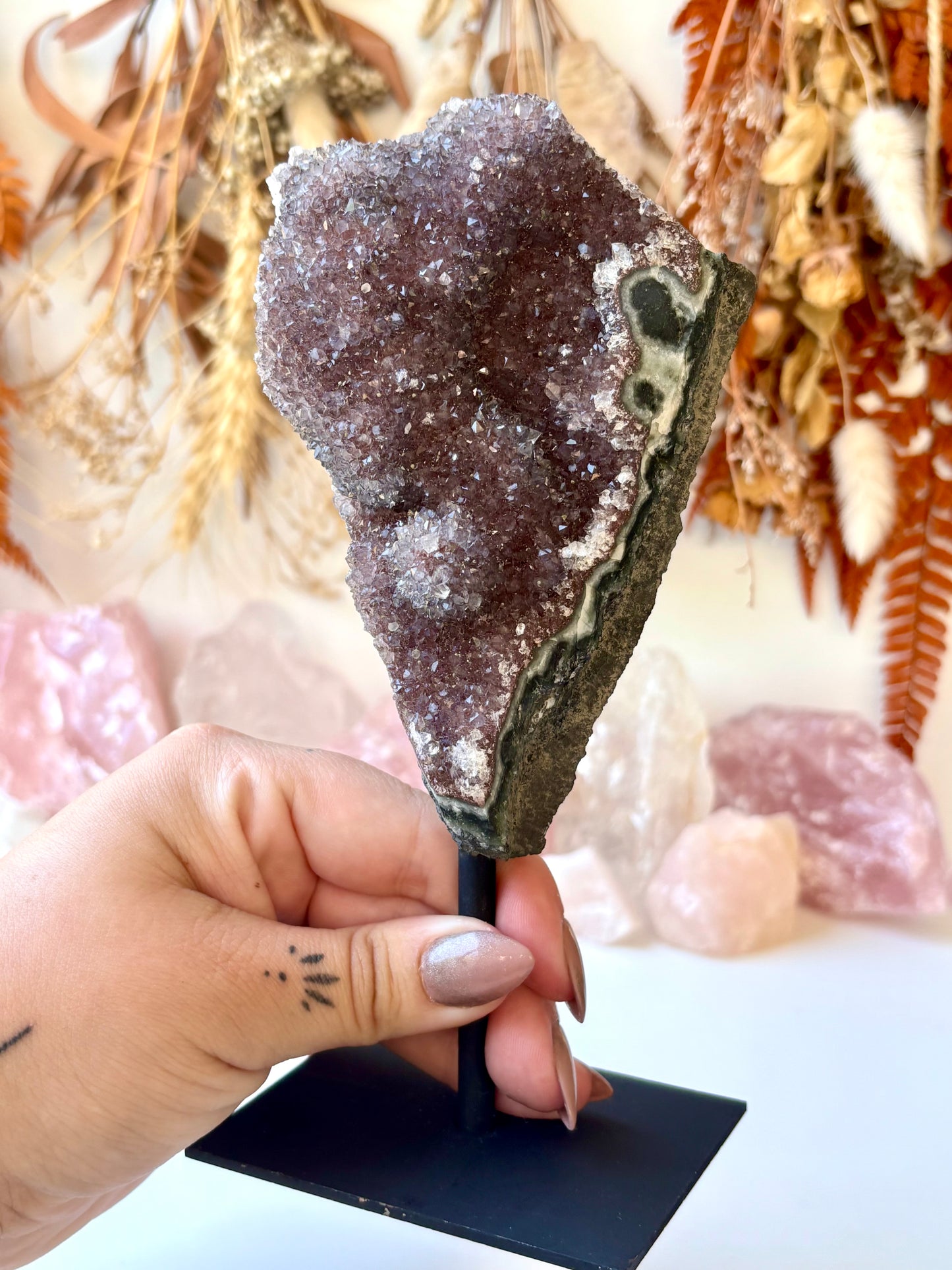 Red Amethyst Druse on Stand (Brazil)