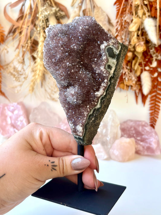 Red Amethyst Druse on Stand (Brazil)