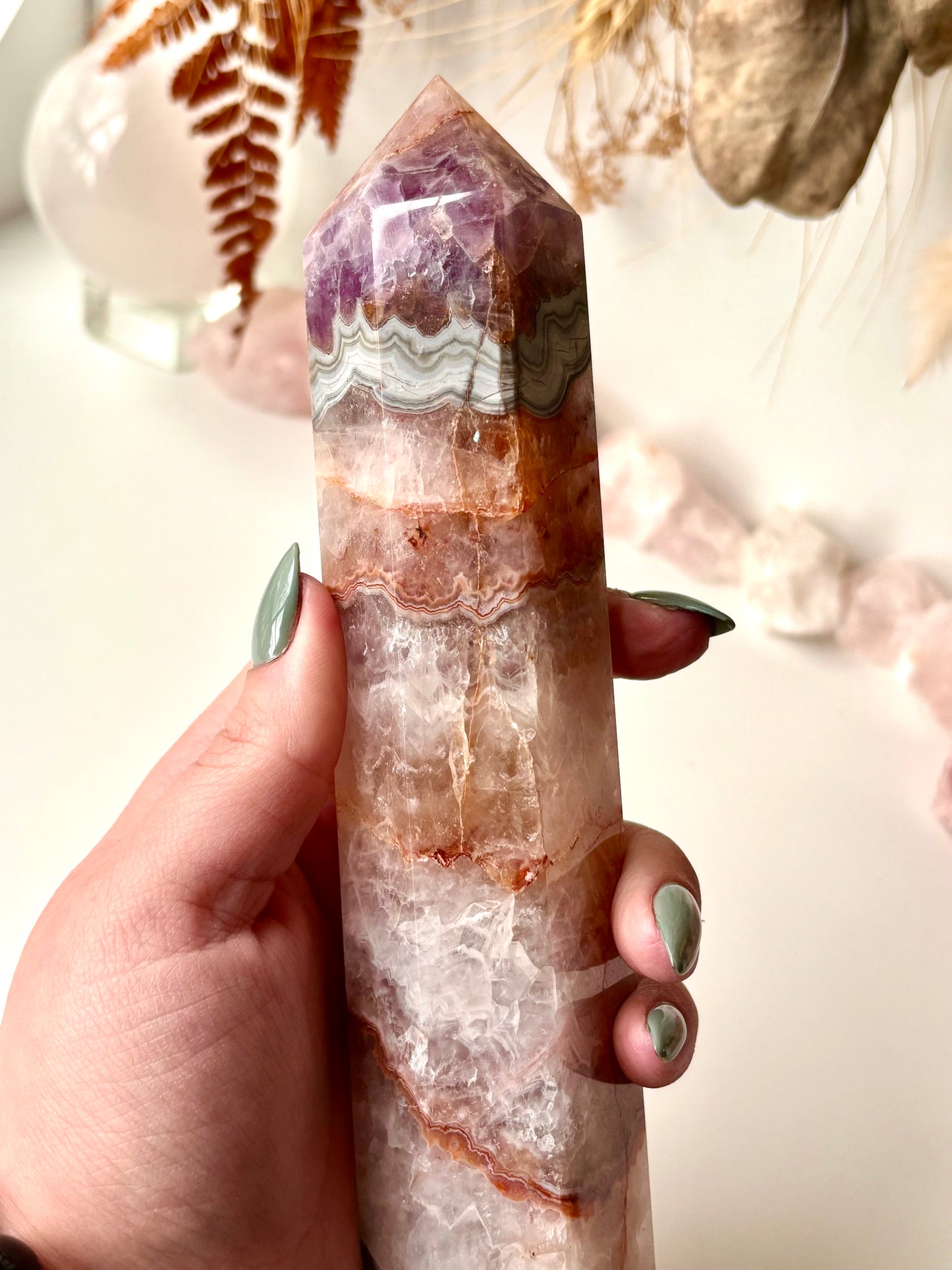 Amethyst, Banded Agate & Quartz Tower