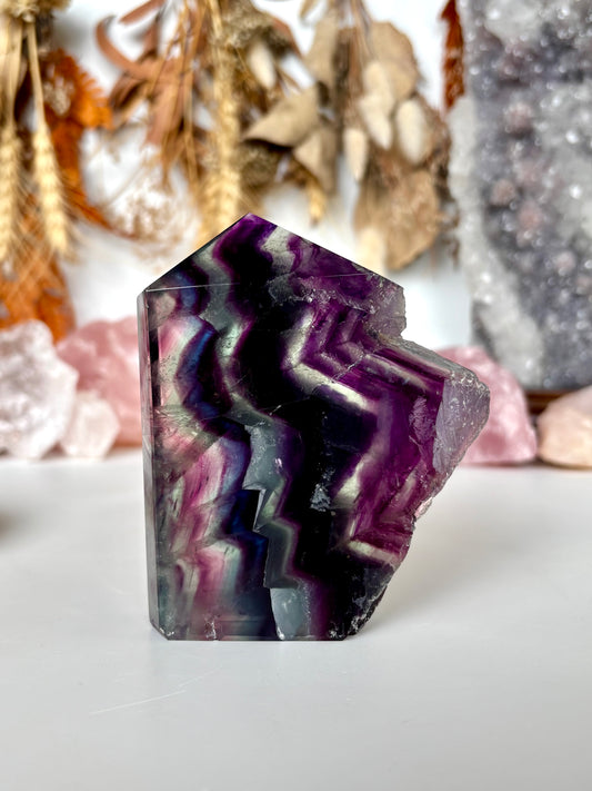 Rainbow Fluorite Slab Point