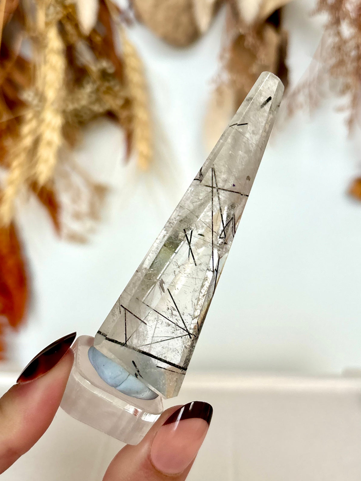 Black Tourmaline in Quartz Polished Freeform with stand (5)