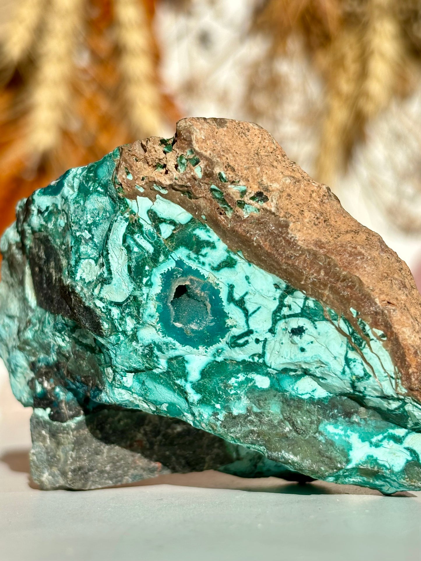 Chrysocolla Raw with Druze Pocket